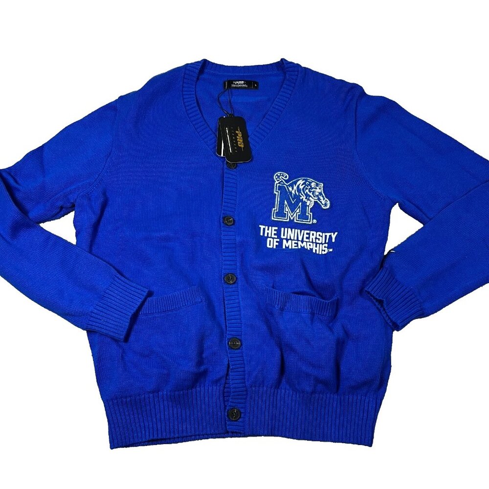 Pro Standard Mens Large‎ Blue Memphis Tigers Button Front Cardigan Sweater NWT